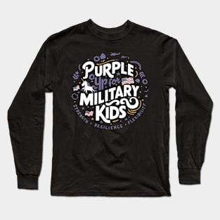 Purple Up For Military Kids Unicorn Women Girls Toddler Cute Long Sleeve T-Shirt